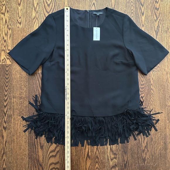 NWT Black Fringe Hem Women's Top - Picture 6 of 9